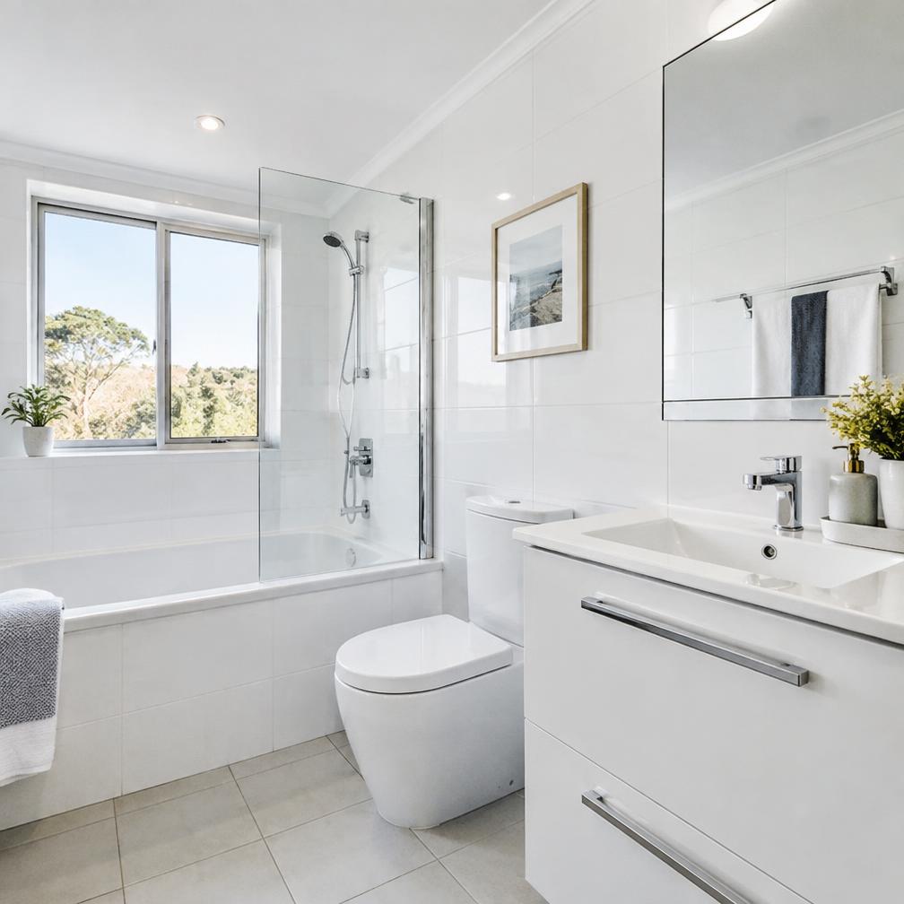 Bathroom cleaned to a sparkling finish